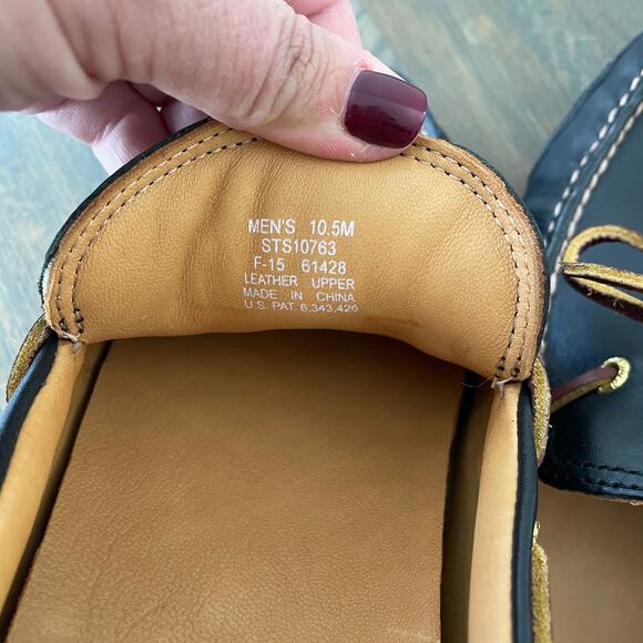 Sperry Gold Cup Men’s 10.5M Leather Loafers Black Brown Driver Moccasins - Picture 3 of 12